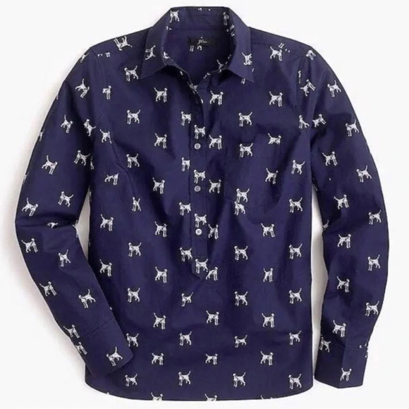J. Crew Dalmatian Print Classic Button Up Top - Picture 1 of 5